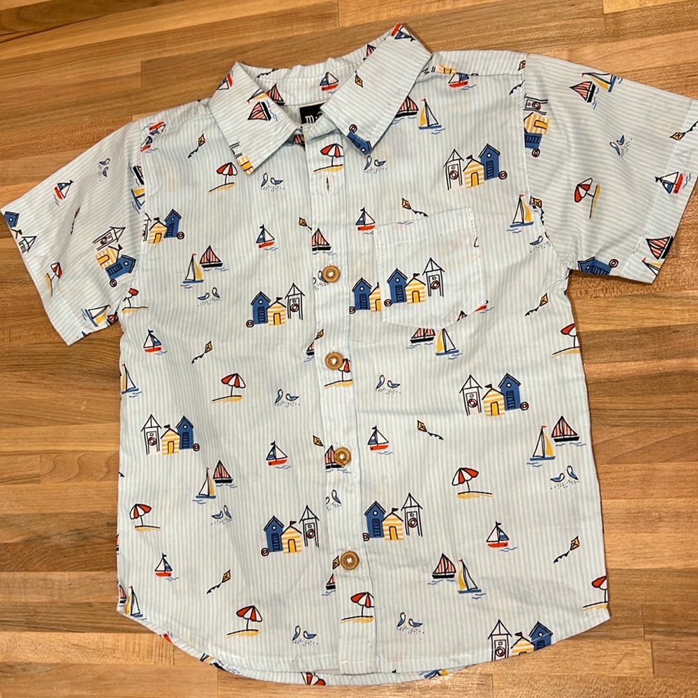 Sailboat 24M button down shirt for toddler boy